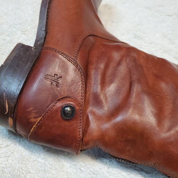Frye Tan Brown Leather Cowgirl Western Bohemian Rodeo Boho Riding Tall Boots 7 B - Picture 9 of 16